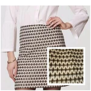 NEW LOFT A-line Jacquard Skirt‎ 12 Dressy Career Office Event Black Gold Cream